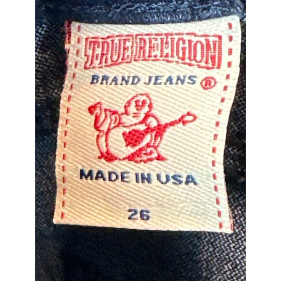 True Religion Womens Denim Mini Skirt Size 26 With Leather Trim NWT Made In USA - Picture 2 of 6